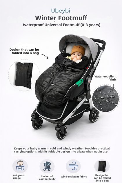Baby Winter Stroller Cover Fleece Footmuff - Waterproof Baby Stroller Sleeping Bag and Foot Cover