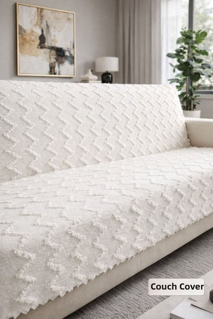 100% Cotton Sofa Cover Ecru – Protective Cover That Covers the Sitting and Back Sections 175 X 215