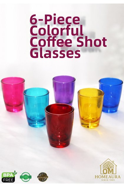 6 Colorful Coffee Side Water Glass Presentation Shot Decor Cup Espresso Cup 60 ml Homeaura