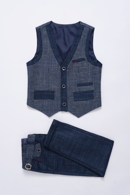 Boy's Parliament Three Button Vest Metal Waist Adjustment Double Leg Pants Suit