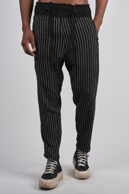 Relaxed Fit Cepli Siyah Dokuma Eşofman Altı-Pantolon