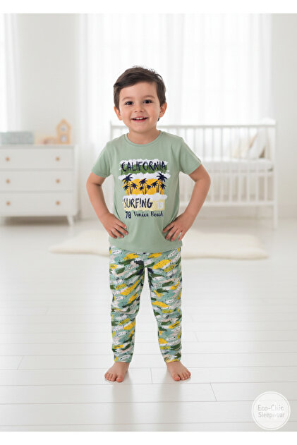 Baby - Child 100% Cotton Short Sleeve Men's Pajama Set California Green