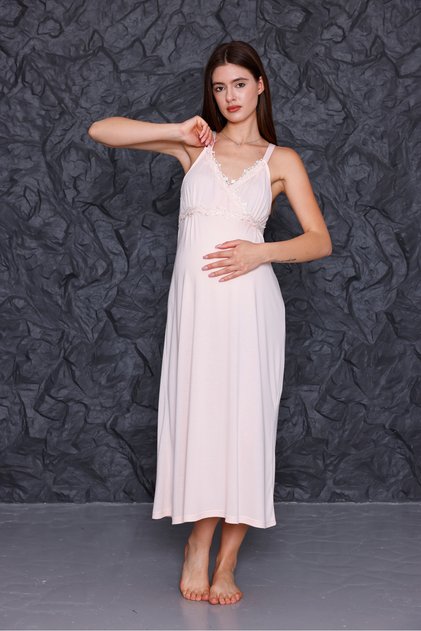 Maternity Maternity Nightgown with Powder Strap and Breastfeeding Feature