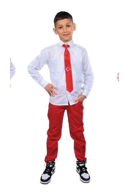 Boy's Long Sleeve Shirt Linen Trousers Suspender Bow Tie Suit 23 April 29 October 10 November
