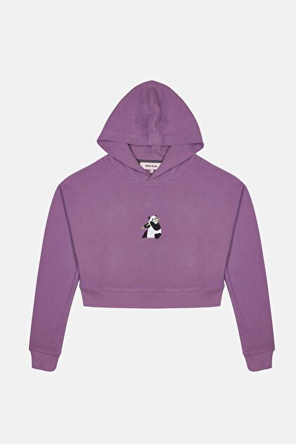 Giant Panda SuperSoft Crop Hoodie - Lila