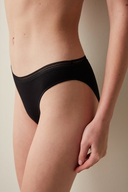 Black Cotton Easy Slip Panties Briefs