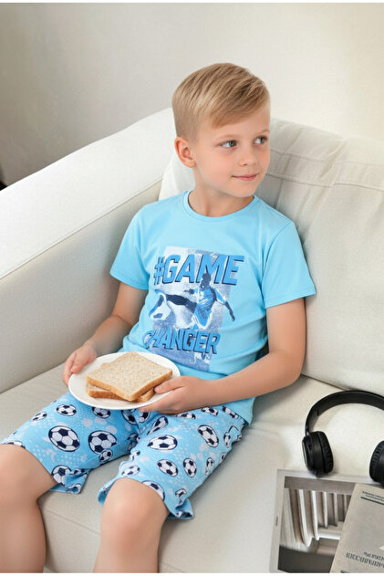 Baby Boy - Child 100% Cotton Short-Sleeve Pajama Set Game Changer Blue
