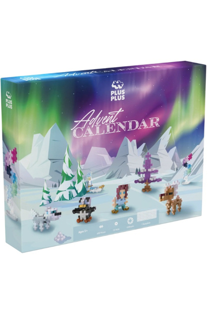 Set constructie Plus-Plus, Calendar Advent - Moș Crăciun și Aurora Boreală