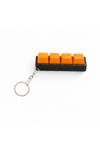 Orange 4-Piece Keycap Keychain – Blue Switch Mechanical Key – Stress Reliever Click Keyboard Keychain