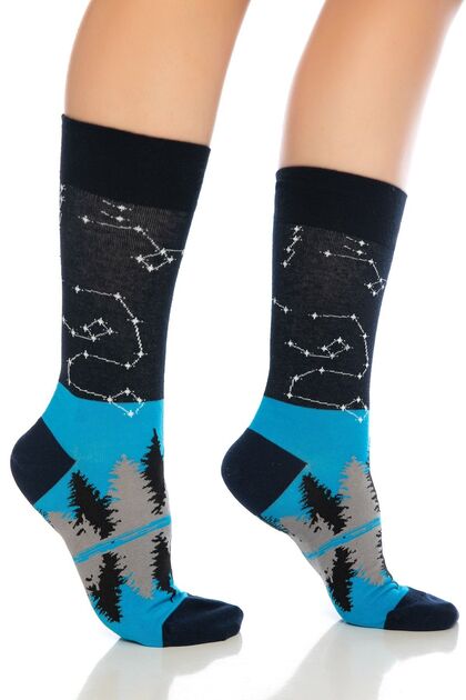 Night Star Patterned Colorful Socks