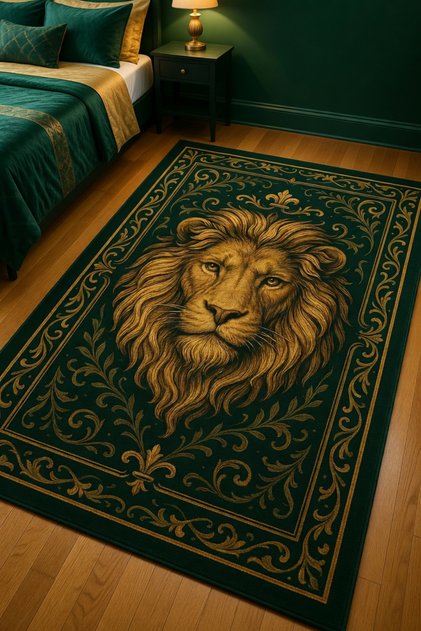 Aslan Desenli Halı - Dijital Baskılı Yıkanabilir Kaydırmaz Taban Salon Mutfak Oda Halısı MDL51