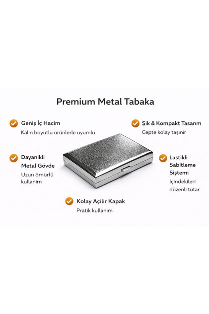 Metal Cep Kutusu 20’li Kapasiteli Dayanıklı Taşıma Kutusu Şık Tasarım Gümüş