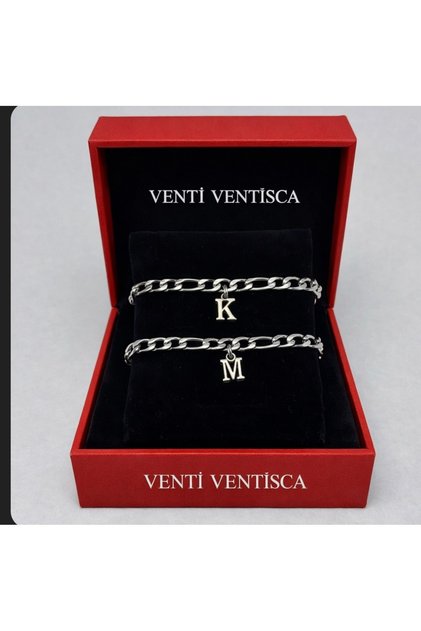 Tarnish Stainless Steel 2 Letter Bracelet Gift for Lover, Couple, Friend