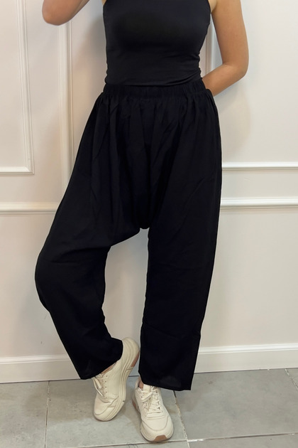 Women's Black Traditional Old Type Standard Size Viscose Shalwar