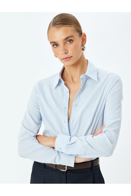 Klassisches Slim-Fit-Langarmhemd mit Revers