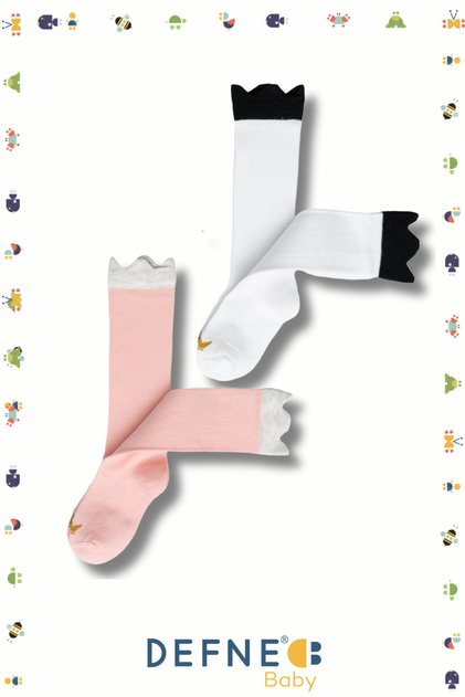 2 Pairs of Cup Patterned Cotton Knee-Length Children's and Baby's Socks