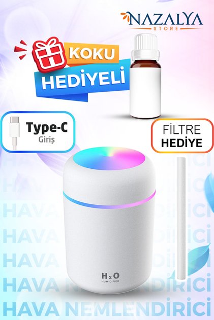 300 Ml Ulrasonik Araba - Oda Hava Nemlendirici Buhar Makinesi Ve Aroma Difüzörü Esans Hediyeli
