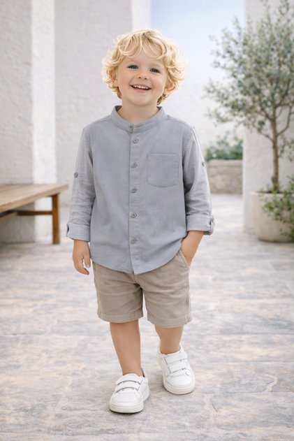 Gri Boys' Combed Cotton Paneled Shirts 1-5 Years Old
