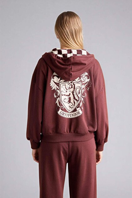 Defacto Harry Potter Oversıze Kapüşonlu Fermuarlı Sweatshirt