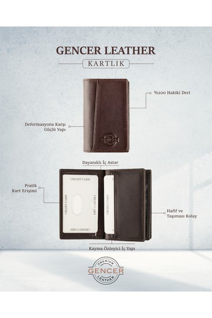 Genuine De Leather İkey Card Holder Brown