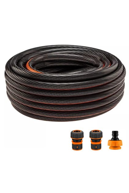 Furtun de gradina, 6 straturi, antirasucire, cu 2 cuple si adaptor, 3/4", 50 m,