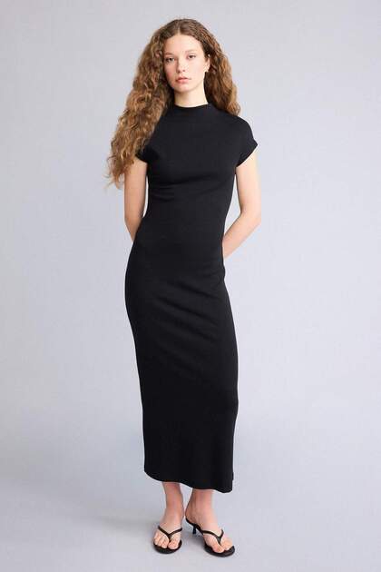 knee length dresses for ladies Ramona Modal Maxi Dress with Hardware / Black | Meshki main image 1