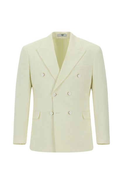7 Drop Slim Fit Slim Fit Patterned Gofre Double-Breasted Jacket