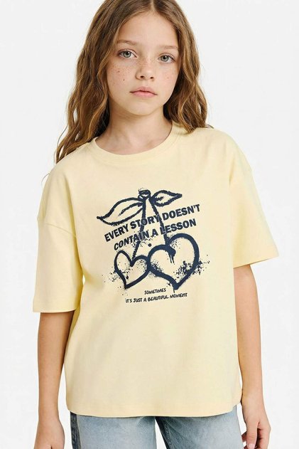 100% Cotton Oversized Printed T-Shirt for Girls G1765A826Sm