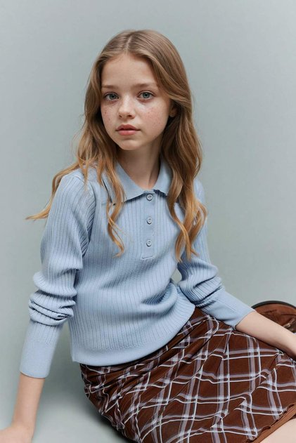 Polo Collar Sweater for Girls G6977A826Sp