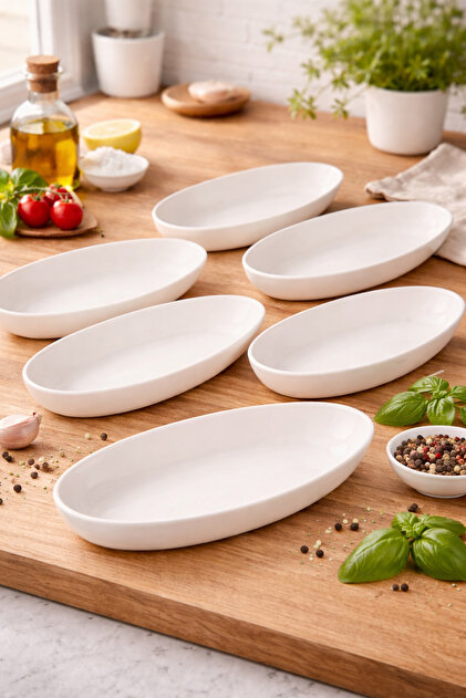 Melkan Home Kayık Servis Tabağı 6'lı Set – Orta Boy Plastik Kayık