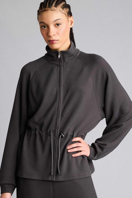 Stretch Fabric Standard Fit Stand Collar Zippered Modal Cardigan G6807Ax25Wn