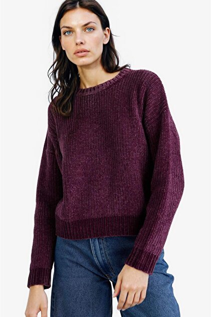 Regular Fit Rundhals-Chenille-Pullover C6227AX25CW