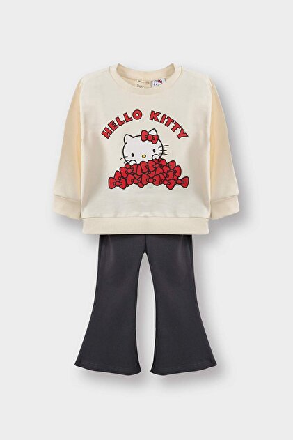 Defacto Hello Kitty 2'li Takım Sweatshirt Eşofman Altı Kız Bebek