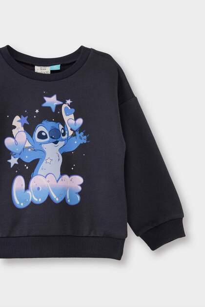 Defacto Disney Lilo & Stitch Bisiklet Yaka Sweatshirt Kız Bebek