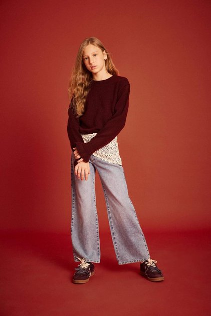Straight Fit Straight Cut Jean Trousers for Girls G3634A825Au