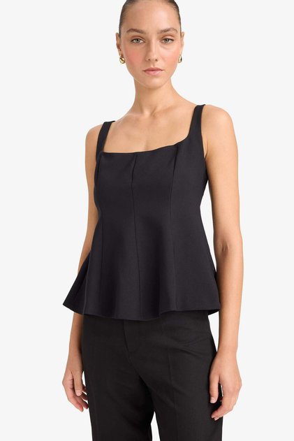 Bluza sa četvrtasti izrez remenom F9436AX25AU