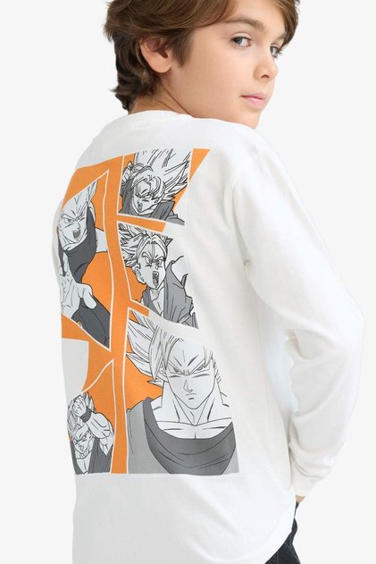 100% Cotton Dragon Ball Crew Neck Back Printed Long Sleeve T-Shirt Boy's F5092A825Au