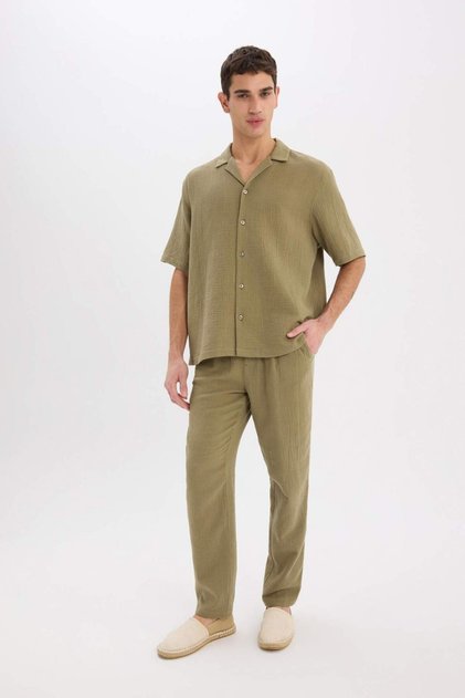 Relaxed Fit Cotton Short-Leg Trousers D6144Ax25Sm