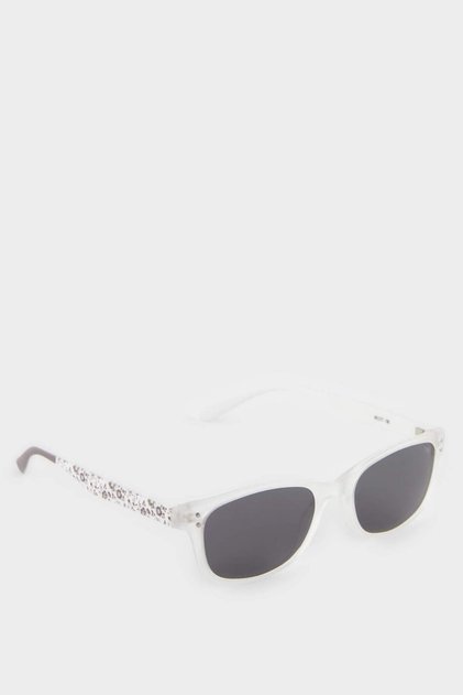 Round White Plastic Frame Black Glass Polarized Sunglasses Girls Kids F4365A8Ns
