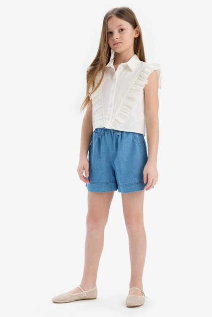 100% Cotton Elastic Waist Jean Shorts for Girls B6386A825Sm