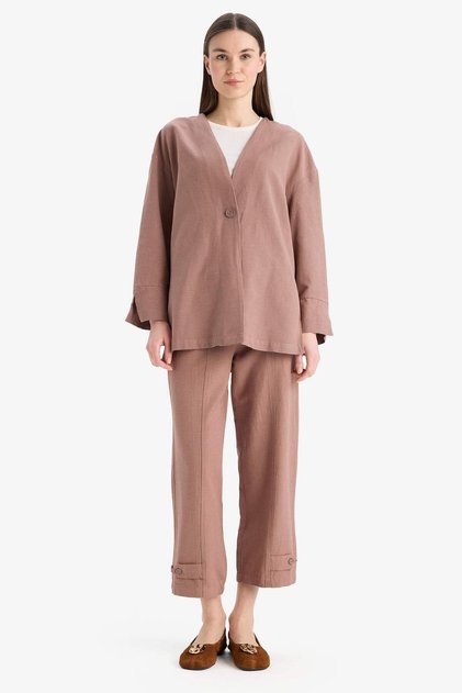 Harem Regular Waist Straight Leg Linen Blend Trousers B7506Ax25Sp