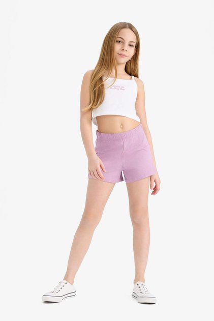 2-Piece Set Printed Athlete Shorts with Elastic Waistband for Girls E5696A825Hs
