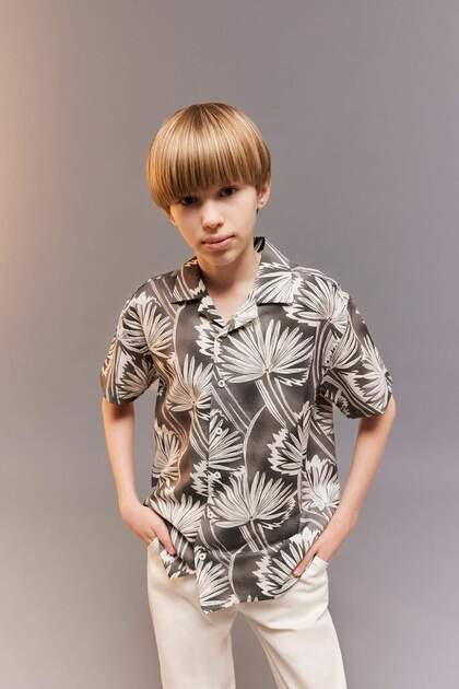 Boy Oversize Wide Fit Polo Neck Short Sleeve Shirt D7771A825Sm