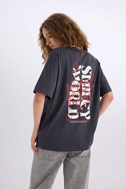 BOTH SIDES BEST SIDE VER. 25㎝ JNJM Defacto SmileyWorld Oversize Geniş Kalıp Bisiklet Yaka Sırt