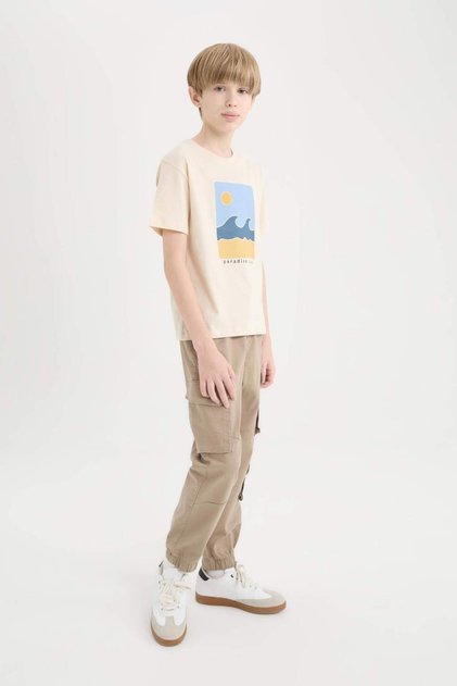 Cargo Pocket Standard Leg Gabardine Jogger Pants for Boys D6314A825Sp