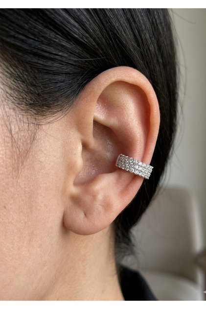 Zirkon Taşlı Sıkıştırmalı Earcuff Kıkırdak Tek Küpe