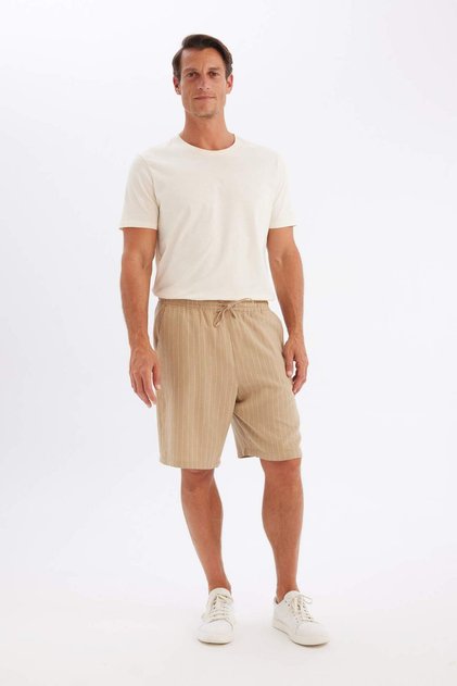Relax Fit Linen Blend Summer Bermuda Shorts C1240Ax24Sm