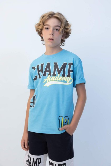 Oversize Wide Fit Crew Neck Printed Short Sleeve T-Shirt Boys C3899A824Hs