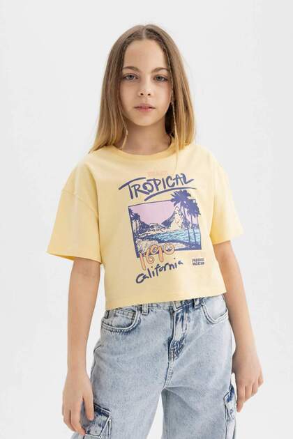 Crew Neck Printed Short Sleeve T-Shirt Girls B5171A824Hs
