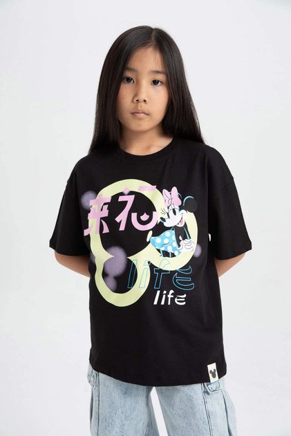 Disney Mickey & Minnie Oversized Wide Fit Crew Neck Short Sleeve T-Shirt Girls C5938A824Sm